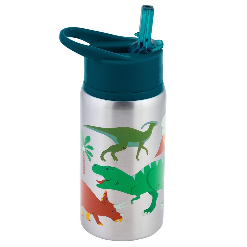 Stephen Joseph Stainless Steel Water Bottles, 18 OZ, Straw lid, Reusable tumbler, Insulated, DINO - Image 1