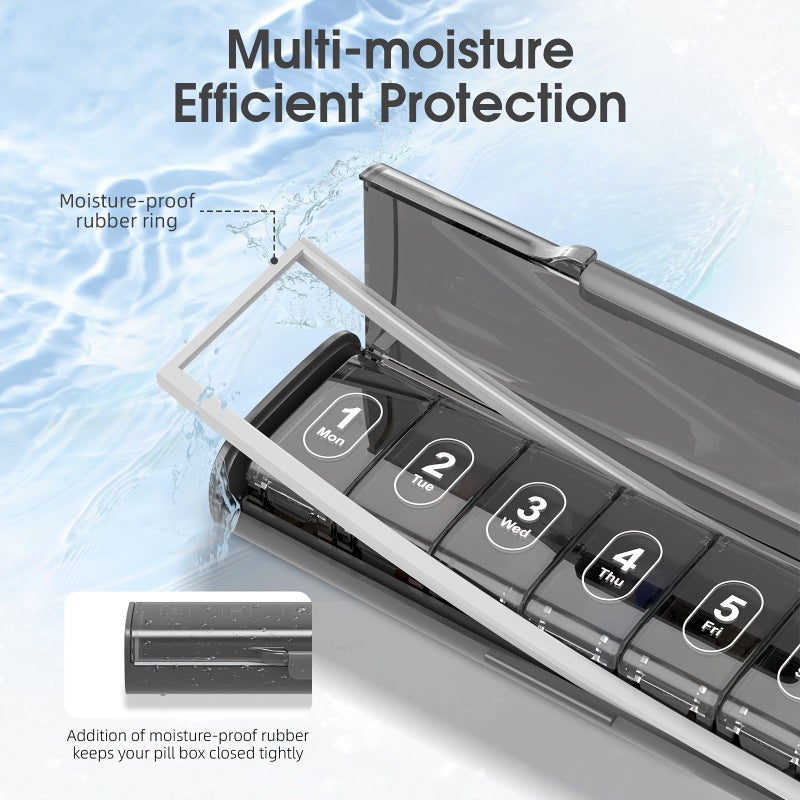 Green 7 Grid Tablet Pill Box Large Dustproof Waterproof Outdoor Medicine Storage - Image 5