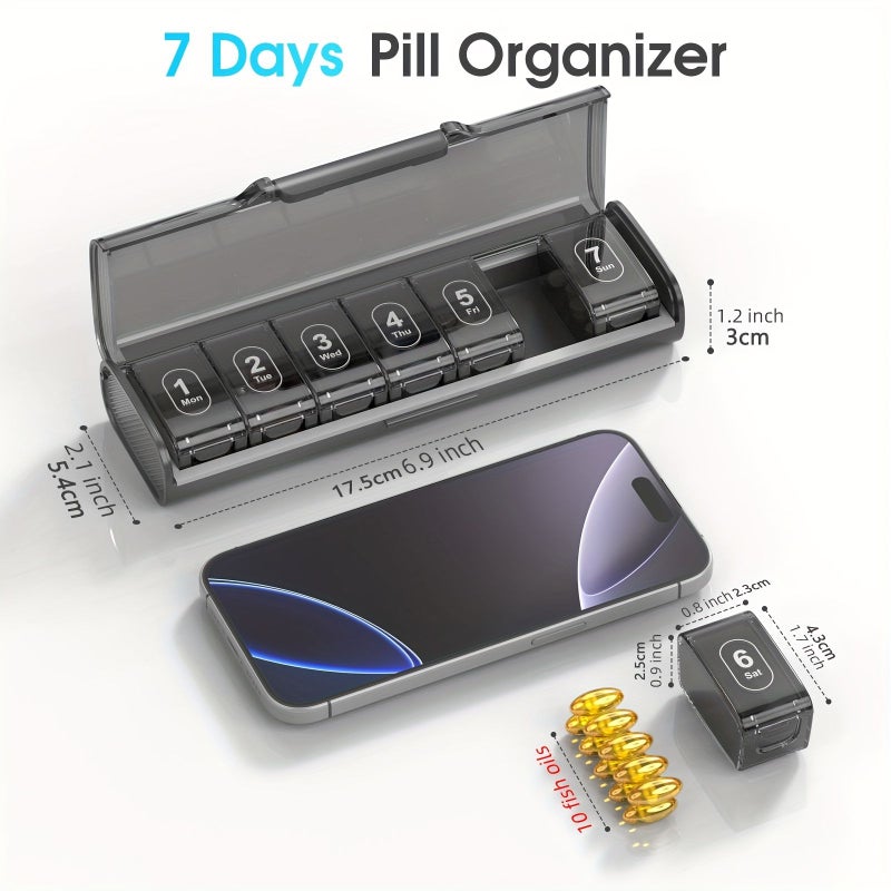 Green 7 Grid Tablet Pill Box Large Dustproof Waterproof Outdoor Medicine Storage - Image 2