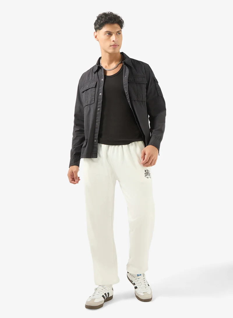 Seventy Five Basics Graphic Print Elastic Hem Joggers