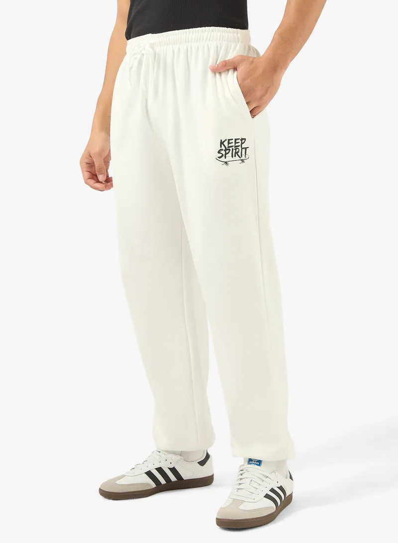 Graphic Print Elastic Hem Joggers