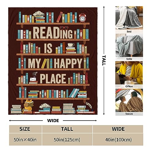 CUJUYO Book Lovers Gifts Blanket - Librarian Gifts Throw Blanket 40"x50" - Book Club Gifts for Reading Lover Bookish - Literary Gifts Ideas - Best Bookworm Gifts on Birthday Christmas Graduation - Image 2