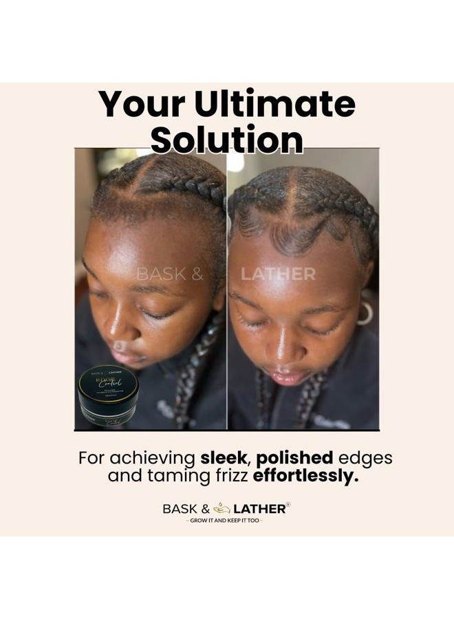 BASK & LATHER Strong Hold Edge Control Gel with Castor Oil, Non-Greasy, Non-Flaking, No White Cast, Long Lasting, Supports Hair Growth, Natural Formula, For All Hair Types, 5.3 Fl Oz - Image 5