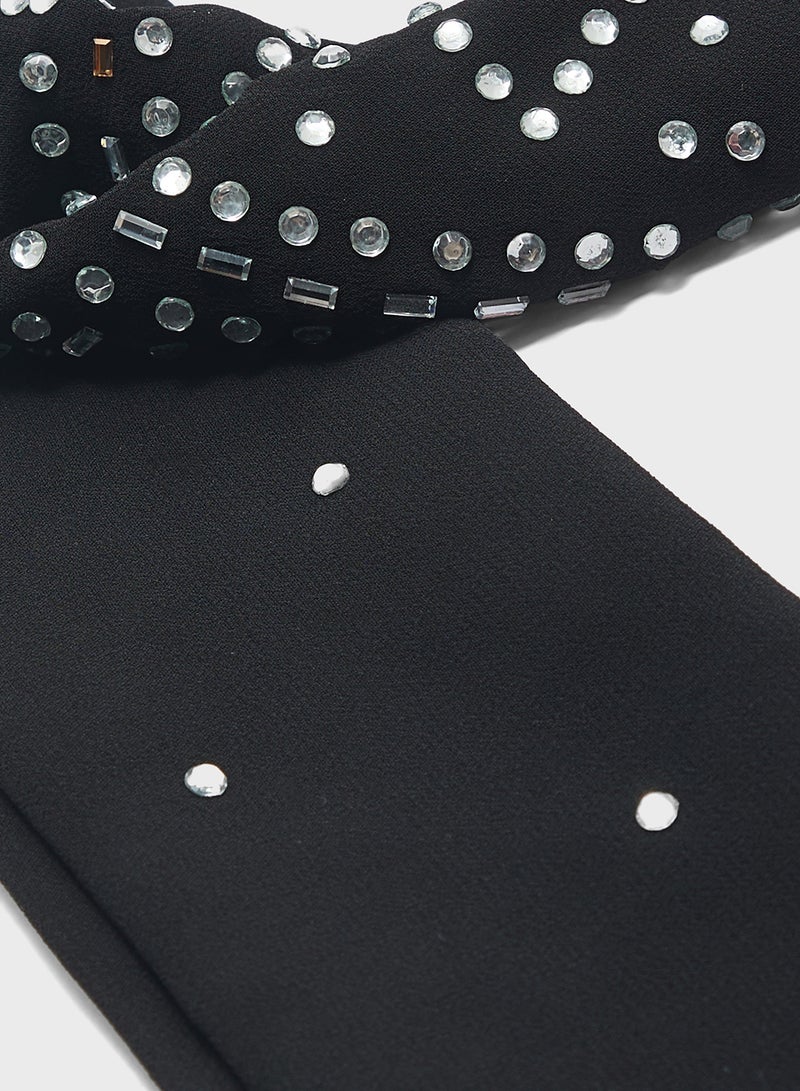 Khizana Embellished Floral Detail Long Hijab Scarf  - Image 2