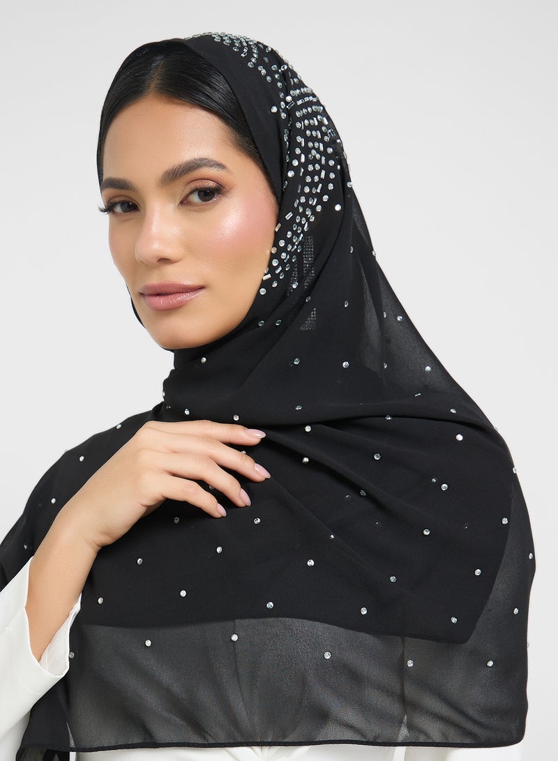 Khizana Embellished Floral Detail Long Hijab Scarf  - Image 3