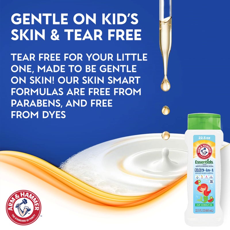 Arm & Hammer Essentials 3-in-1 Kids Watermelon Kiwi Shampoo, Conditioner and Non-Toxic Body Wash - 22.5oz - Image 5
