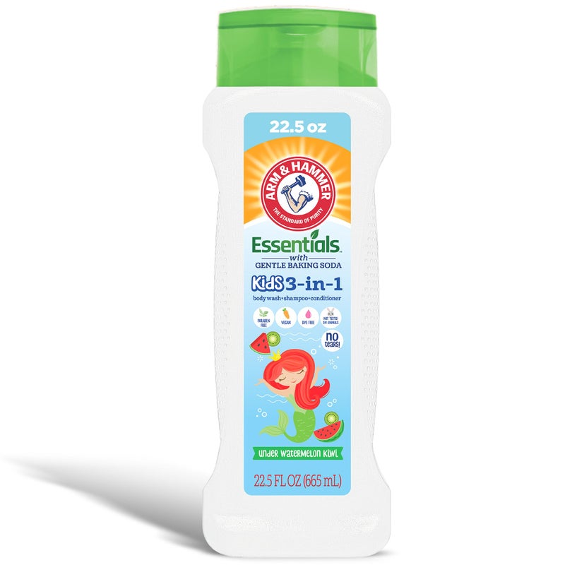 Arm & Hammer Essentials 3-in-1 Kids Watermelon Kiwi Shampoo, Conditioner and Non-Toxic Body Wash - 22.5oz - Image 1