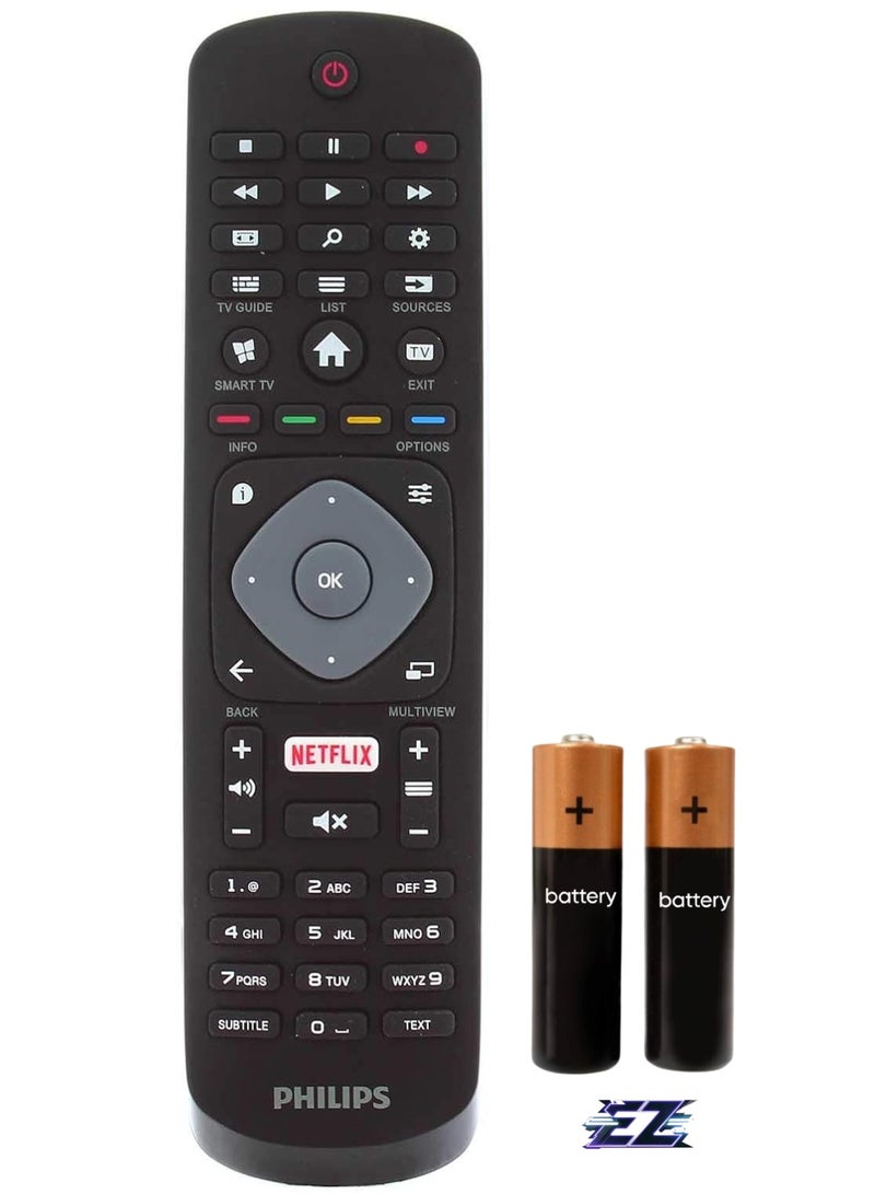 ELTRAZONE Replacement Remote Control Genuine Compatible with Philips TV 43PUS6523/12 32PFS5803/12 32PHT4503/05 65PUS6703/12 65PUS6503/12 55PUS6703/12 55PUS6503/12 Ultra Slim 4K Smart 4K Smart UHD LED with battery - Image 1