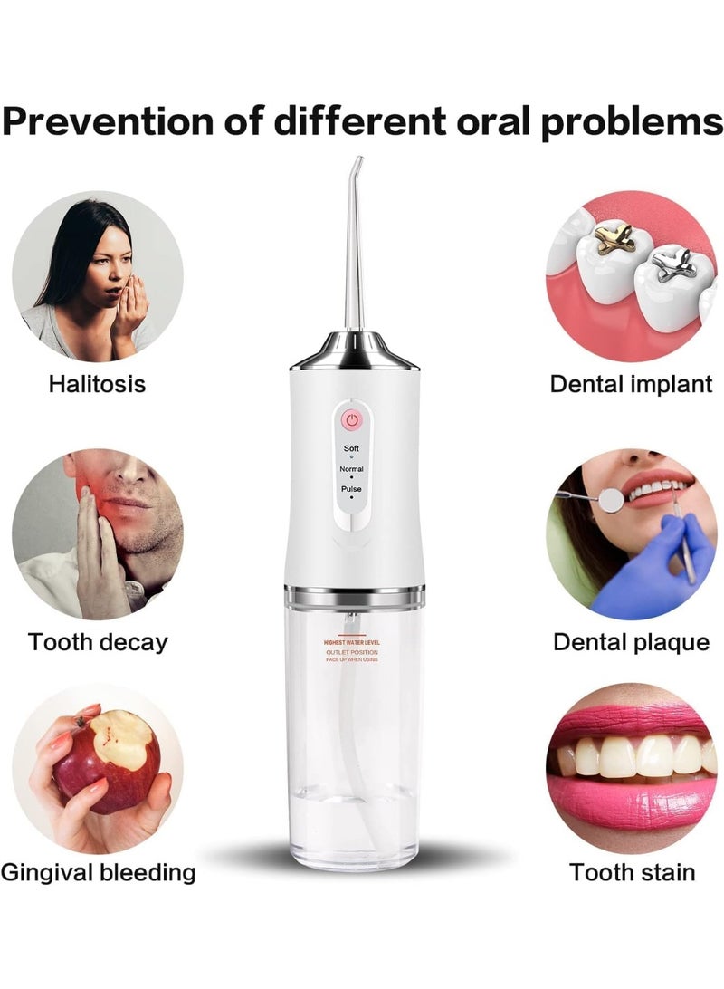 بورتابل خيط تنظيف الأسنان المائي قابل لإعادة الشحن عبر منفذ USB، بثلاثة أوضاع، فوهات نفاثة مقاومة للماء، جهاز تنظيف أسنان لاسلكي احترافي، منظف تقويم الأسنان - Image 3