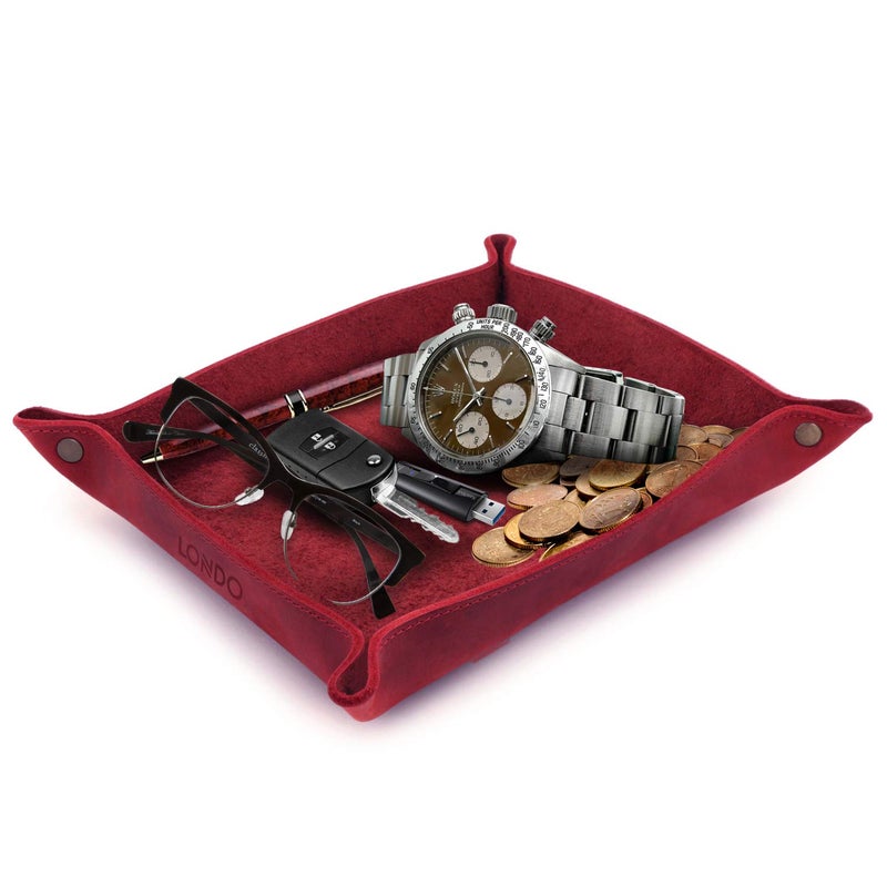Londo Genuine Leather Tray Organizer Practical Lightweight Water Resistant Computer Table Desk Storage Box for Wallets Watches Keys Coins Cell Phones and Office Equipment - Image 2