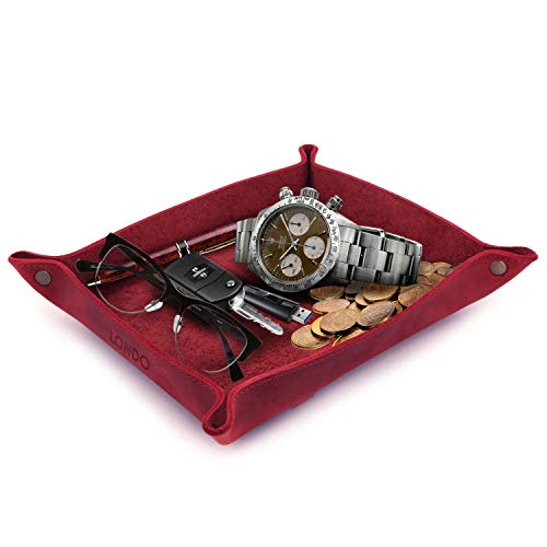 Londo Genuine Leather Tray Organizer Practical Lightweight Water Resistant Computer Table Desk Storage Box for Wallets Watches Keys Coins Cell Phones and Office Equipment - Image 1