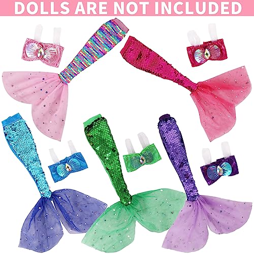 Unicorn Element 5 Pcs 11.5 Inch Girl Doll Mermaid Tail Clothes and Accessories (Dolls are Not Included) - Mermaid Tail Summer Dress, Swimsuit, Bikini - Image 4