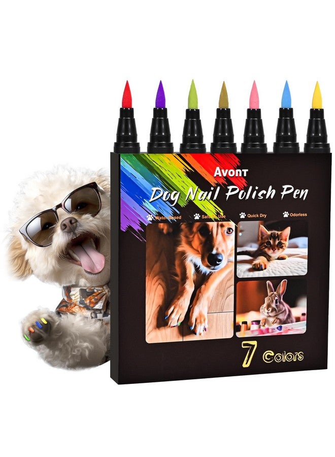 Avont Avont Dog Nail Polish Pen, 7 Colors Dog Nail Polish Pens Quick Dry, Pet Care Pet Nail Polish for Dogs, Dog Safe Nail Polish for Doggie Doggy Puppy Piggy Cats Small Dogs -7 Colors - Image 1