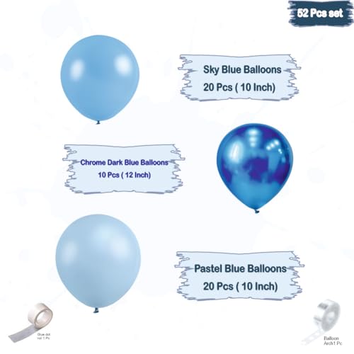YOURS DECOR Happy Birthday Balloons Decoration Kit - 52 Pcs Blue Balloons Garland Set for Birthday Decoration | Birthday Party Decoration Set for Celebrations for Kids & Boys - Image 2