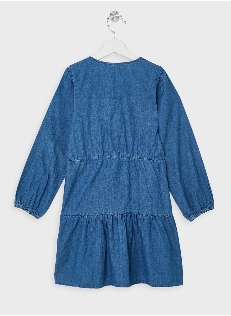 Vero Moda Girl Kids Bow Detail Ruffle Dress  - Image 2