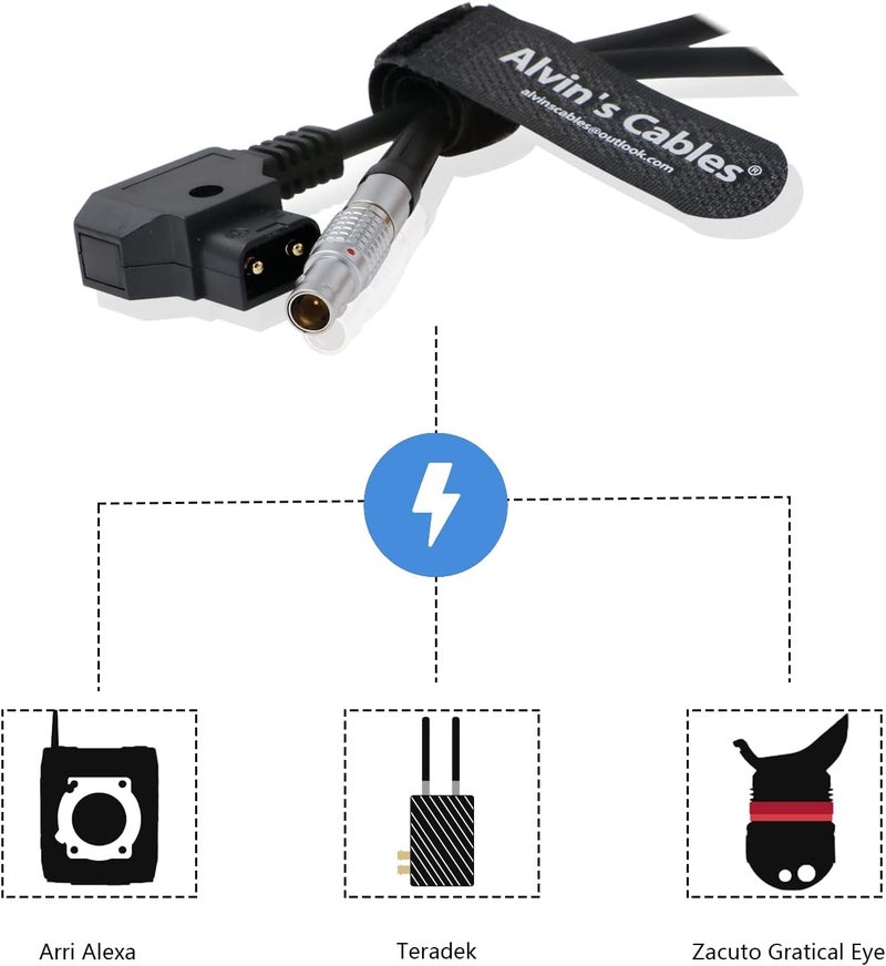 Alvin's Cables كابل طاقة 2 دبوس D-Tap إلى 0B لكاميرات بلاك ماجيك بايكسيس، تيراديك، سمول إتش دي، Z-CAM E2، DJI-Ronin RSC RS2 RS3 بطول 45 سم | 18 بوصة - Image 3