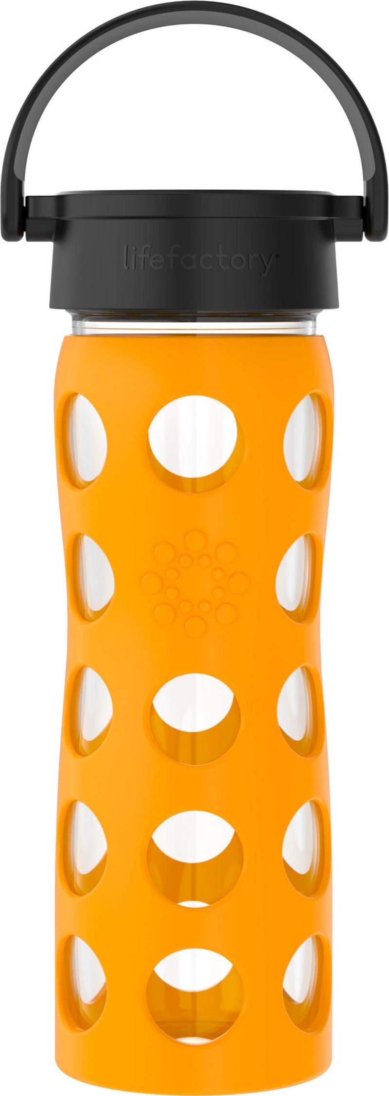 Lifefactory 16-Ounce BPA-Free Glass Water Bottle with Classic Cap and Protective Silicone Sleeve, Marigold - Image 1