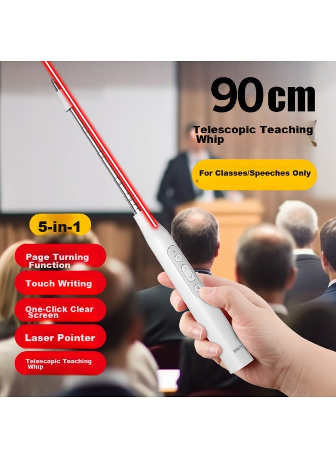 Whistler I6 White Page-turning Pen, Red Laser Pointer Multi-functional Ppt Remote Control Pen, Extendable Teaching Pointer For Teachers, Whiteboard Writing Touch Pen, Rechargeable Projection Pen, Conference And Lecture Pen - Image 1