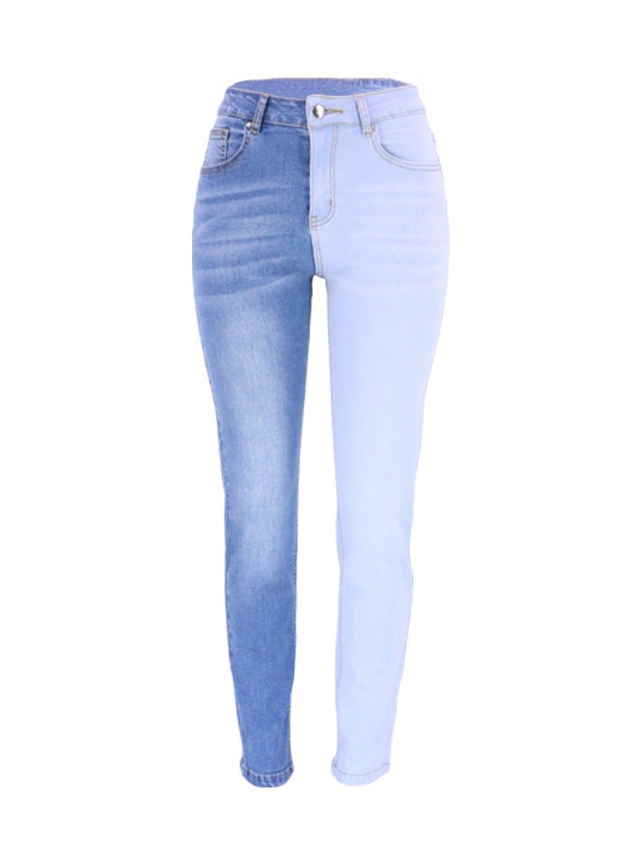 Loquat Stylish Stretch-contrast Straight-leg High-rise Jeans For Women - Image 1