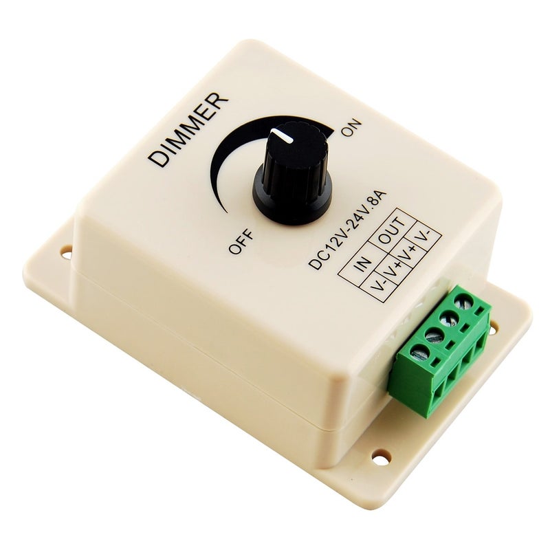 Manual Dimmer Switch for LED Strip Light 12V 8A Mountable with Terminals