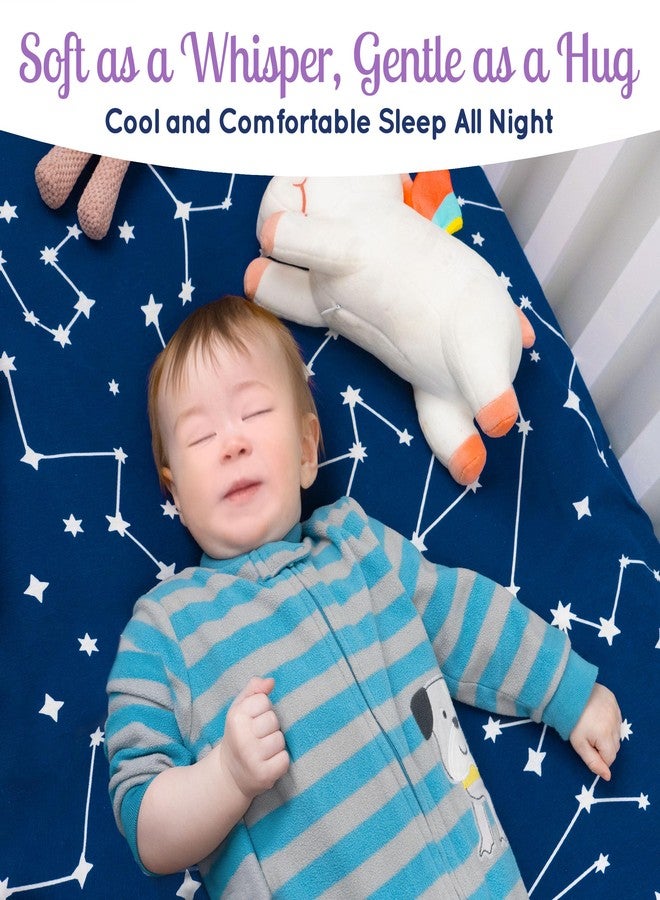 GrowWILD أوراق سرير مخصصة للجنسين (3 عبوات) من GROW WILD - أوراق سرير قطنية محبوكة من الجيرسي للأولاد أو البنات، 52” x 28” x 9” مجموعة أغطية سرير (قمر، نجوم وكوكبات) - Image 5