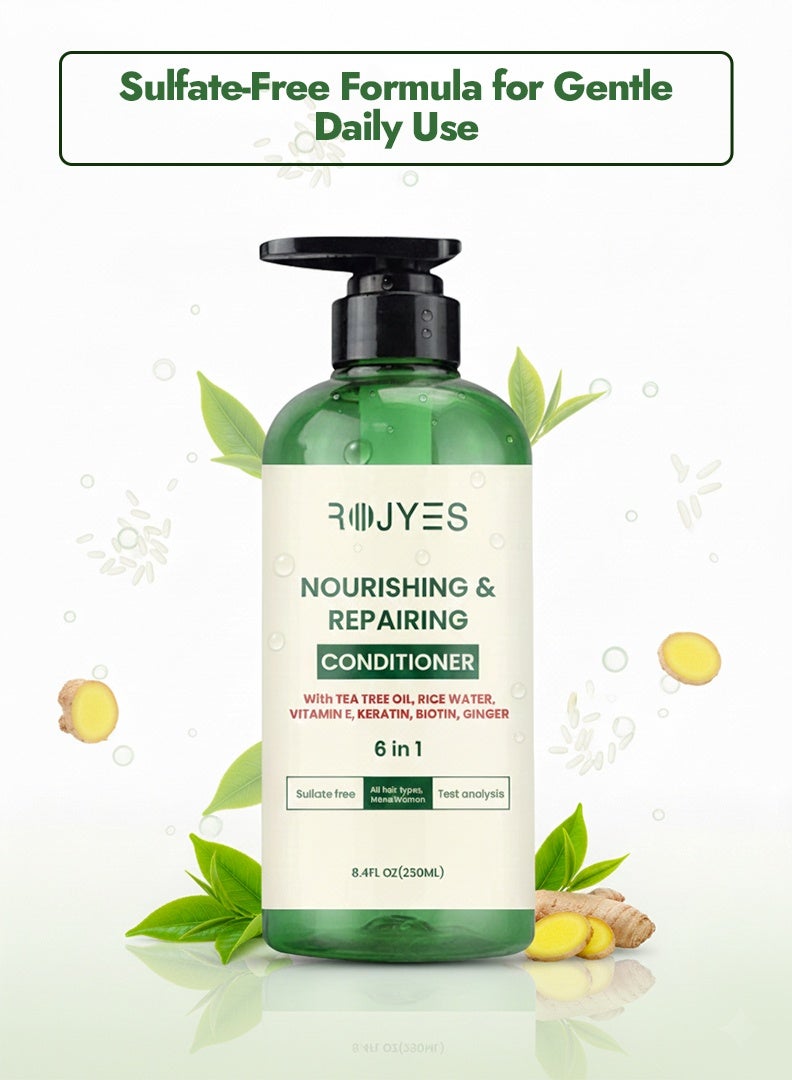 روجيس بلسم مغذي ومرمم 6 في 1 بزيت شجرة الشاي والبيوتين - علاج الشعر التالف الخالي من الكبريتات - 250 مل - Image 4