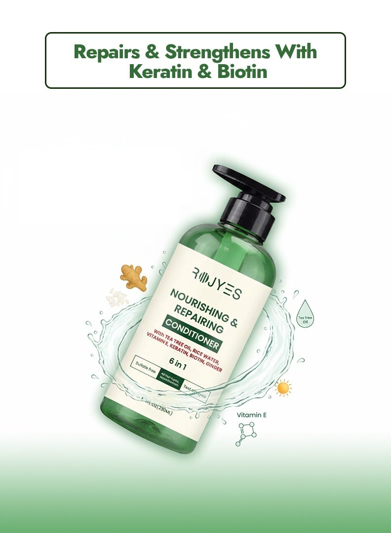 روجيس بلسم مغذي ومرمم 6 في 1 بزيت شجرة الشاي والبيوتين - علاج الشعر التالف الخالي من الكبريتات - 250 مل - Image 5