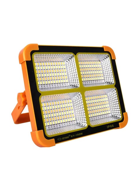 Rechargeable LED Flood Light  with Solar & USB Charging, 264 LEDs, IP66 Waterproof, Input Voltage 5V, Portable Work Light with Adjustable Stand, Power Bank Function, for Outdoor Camping Garage Emergency KY-100W