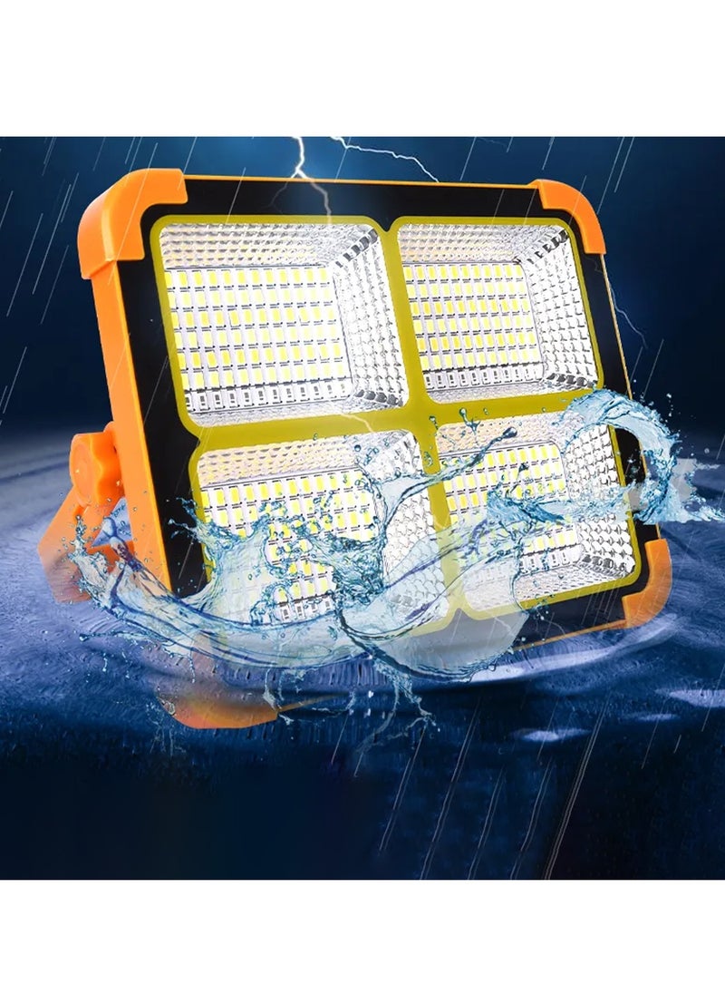 KEYANG - Rechargeable LED Flood Light  with Solar & USB Charging, 264 LEDs, IP66 Waterproof, Input Voltage 5V, Portable Work Light with Adjustable Stand, Power Bank Function, for Outdoor Camping Garage Emergency KY-100W - Image 1