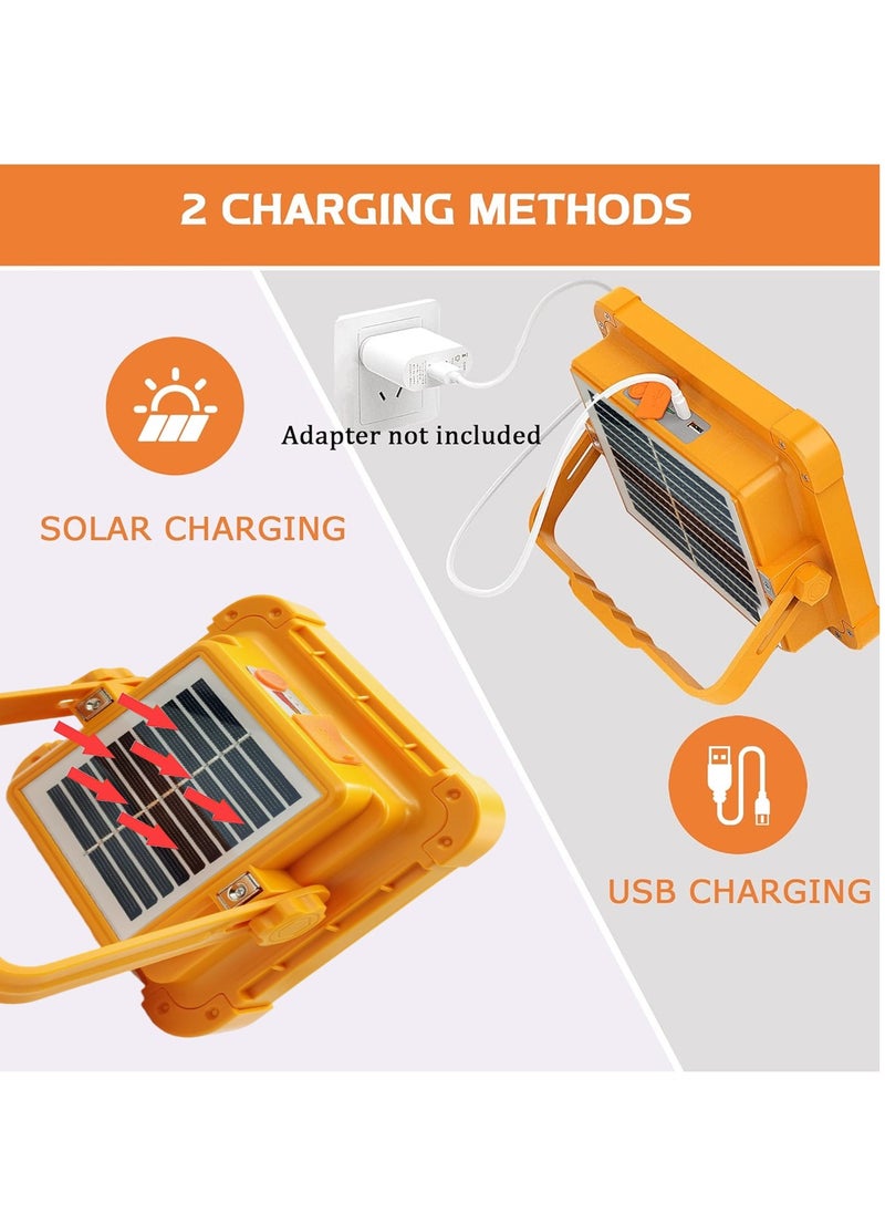 KEYANG - Rechargeable LED Flood Light  with Solar & USB Charging, 264 LEDs, IP66 Waterproof, Input Voltage 5V, Portable Work Light with Adjustable Stand, Power Bank Function, for Outdoor Camping Garage Emergency KY-100W - Image 1