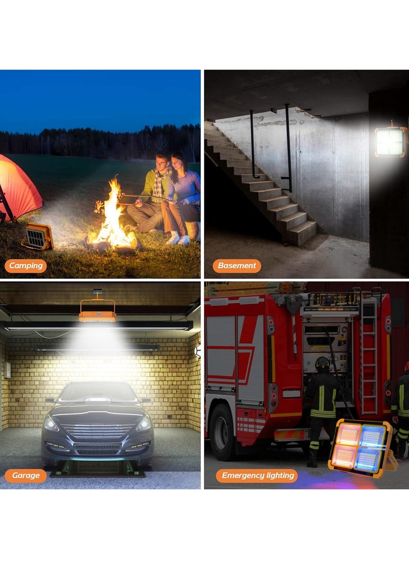 KEYANG - Rechargeable LED Flood Light  with Solar & USB Charging, 264 LEDs, IP66 Waterproof, Input Voltage 5V, Portable Work Light with Adjustable Stand, Power Bank Function, for Outdoor Camping Garage Emergency KY-100W - Image 1