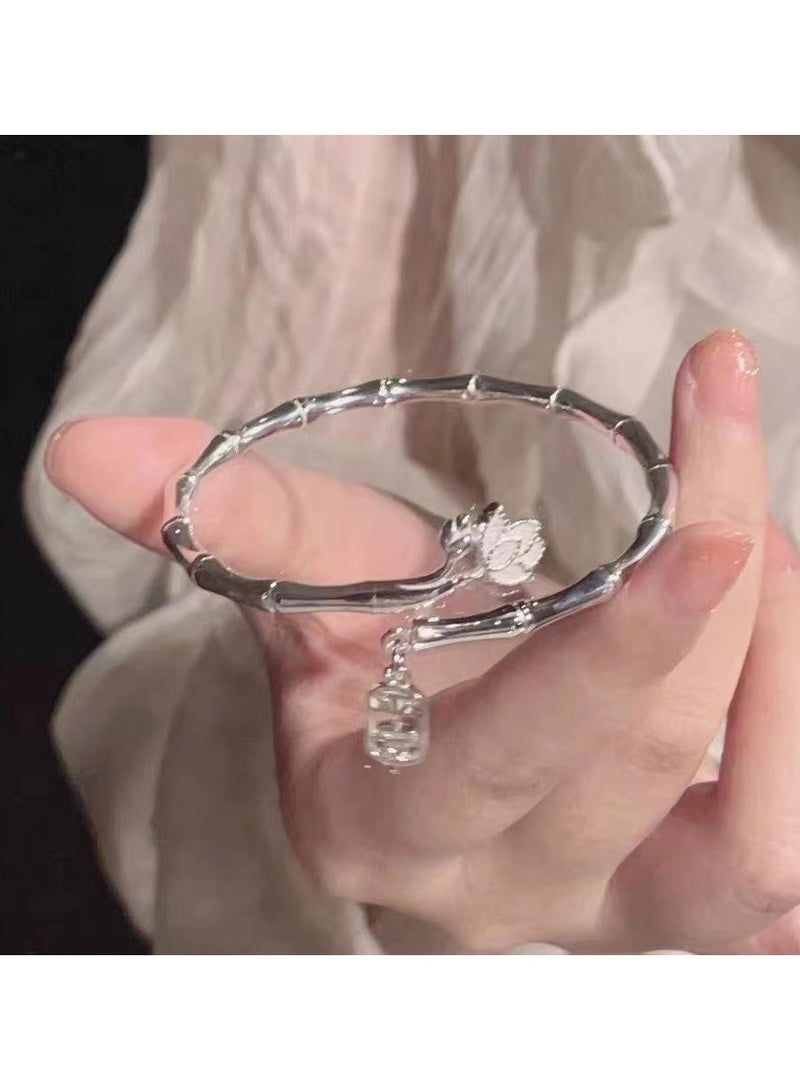 Silver Imitation Bamboo Lotus Bracelet  - Image 1