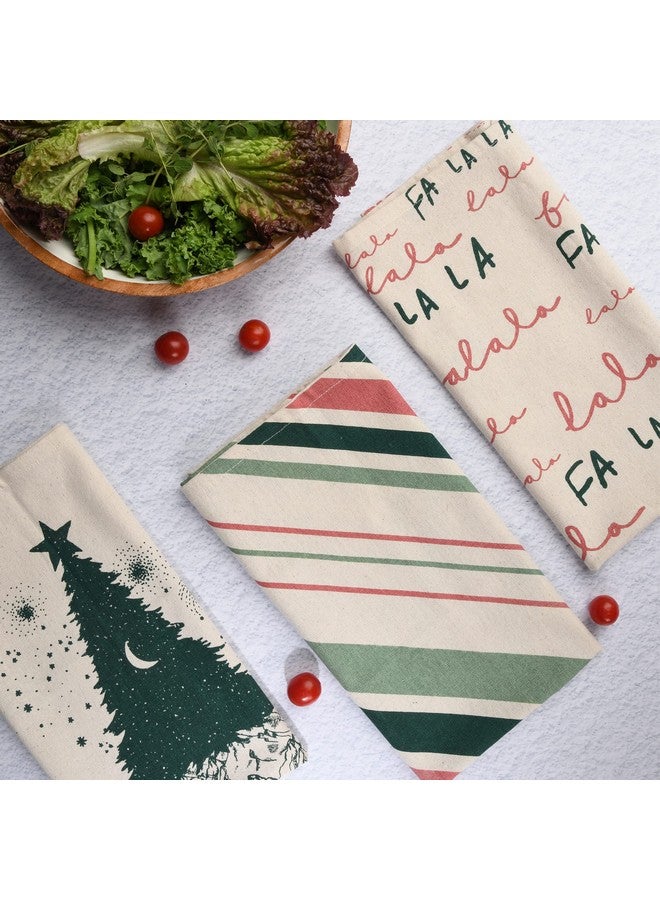Folkulture Christmas Kitchen Towels or Dish Towels for Kitchen, 20 x 26 Inches Modern Tea Towels or Dish Cloths with Hanging Loop, Set of 3 Cotton Dishcloth for Farmhouse Decor, Falala - Image 2