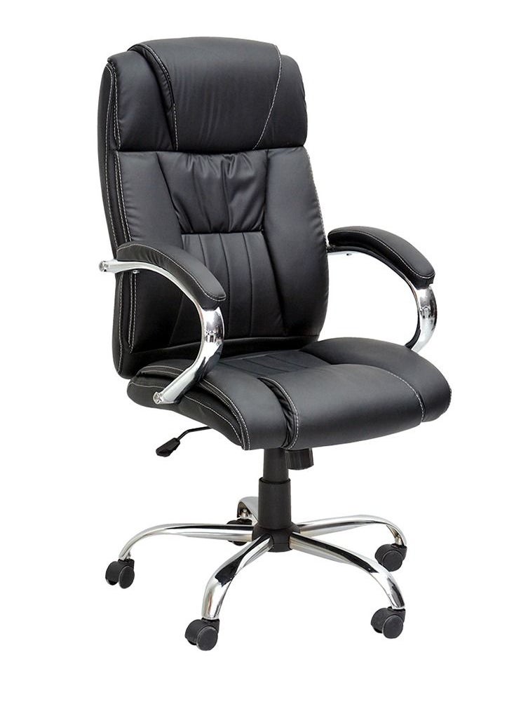 KARNAK Ergonomic Office Chair, Computer Desk Chair, PU material, Steel Structure, Smooth lumbar support with adjustable Height, Black  - Image 1