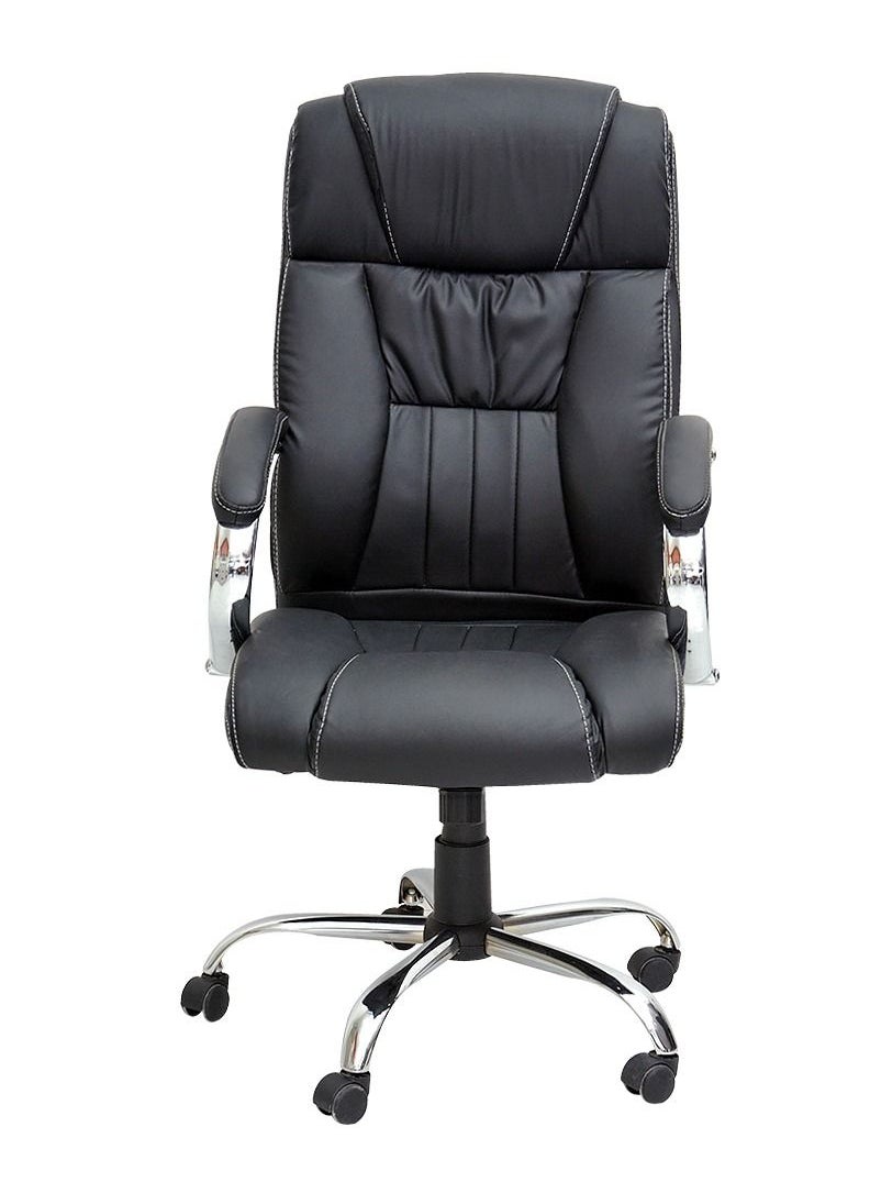 KARNAK Ergonomic Office Chair, Computer Desk Chair, PU material, Steel Structure, Smooth lumbar support with adjustable Height, Black  - Image 2
