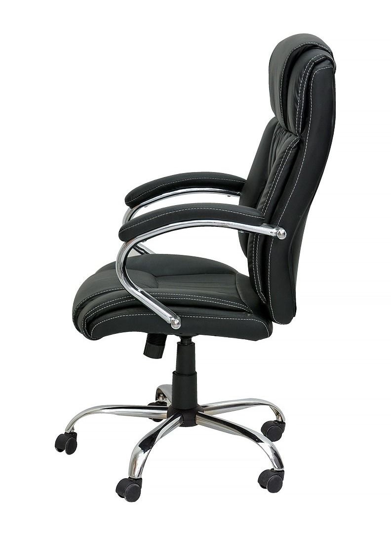 KARNAK Ergonomic Office Chair, Computer Desk Chair, PU material, Steel Structure, Smooth lumbar support with adjustable Height, Black  - Image 3