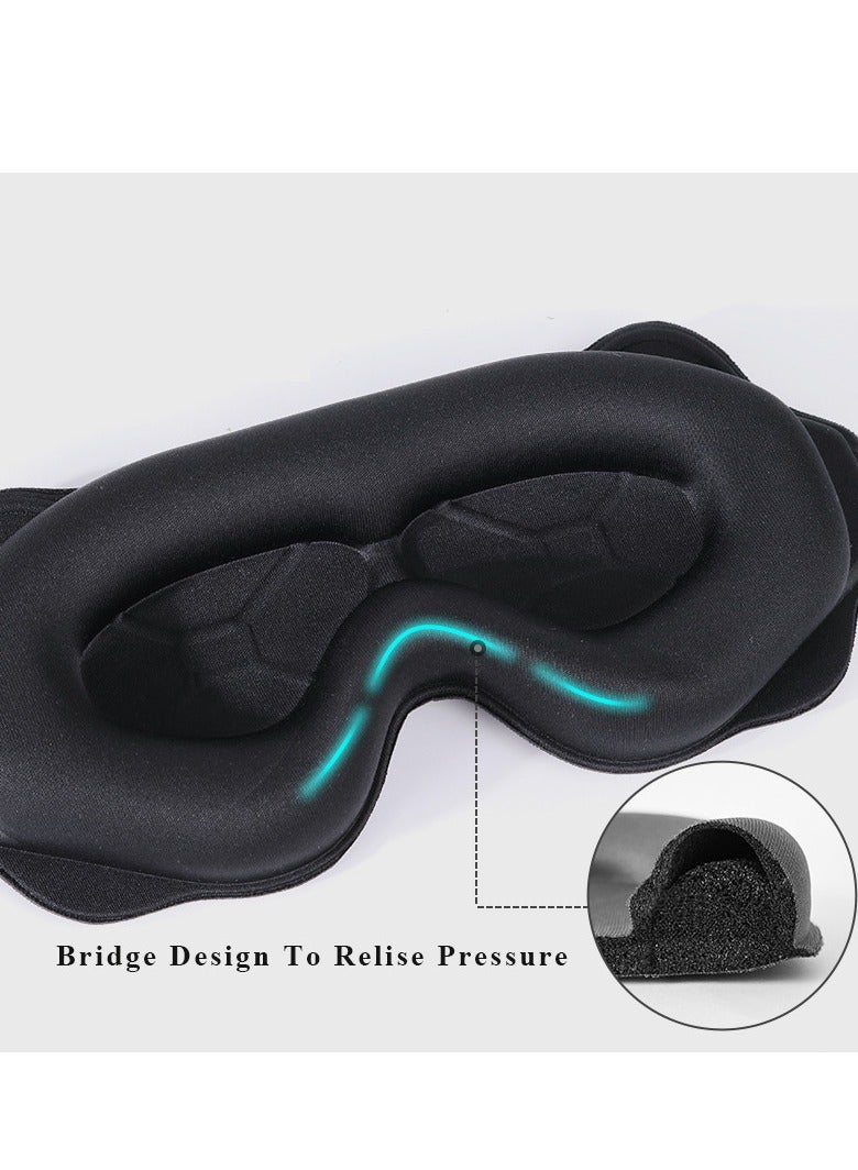 Innoshine 3D Smart  Blackout Sleep Mask with Adjustable Straps Soft Eye Mask for Sleeping Light Blocking Eye Mask for Travel Black eye covers  for Yoga Naps - Image 4