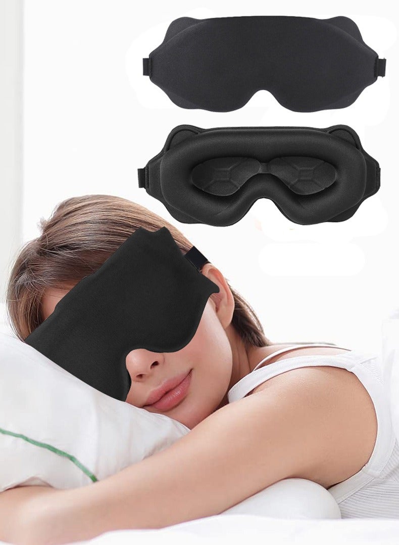 Innoshine 3D Smart  Blackout Sleep Mask with Adjustable Straps Soft Eye Mask for Sleeping Light Blocking Eye Mask for Travel Black eye covers  for Yoga Naps - Image 1