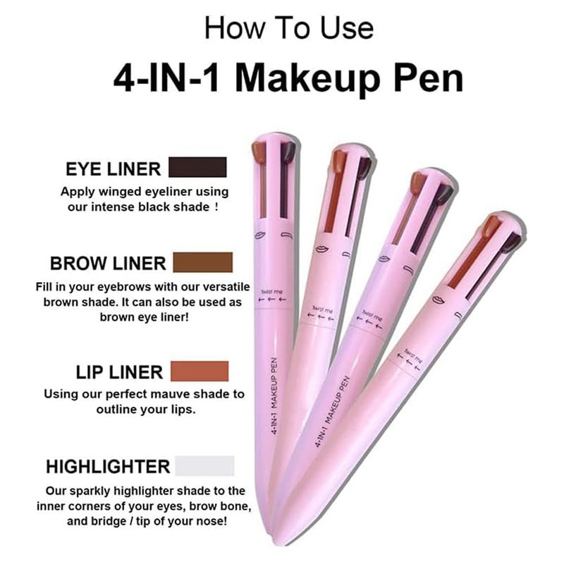 SELLERFLOR Touch Up 4in1 Makeup Pen Eye Liner Brow Liner Lip Liner  Highlighter AllinOne Cute Makeup Products MultiFunctional Portable Beauty Product On The Go Travel Makeup Pencil - Image 3