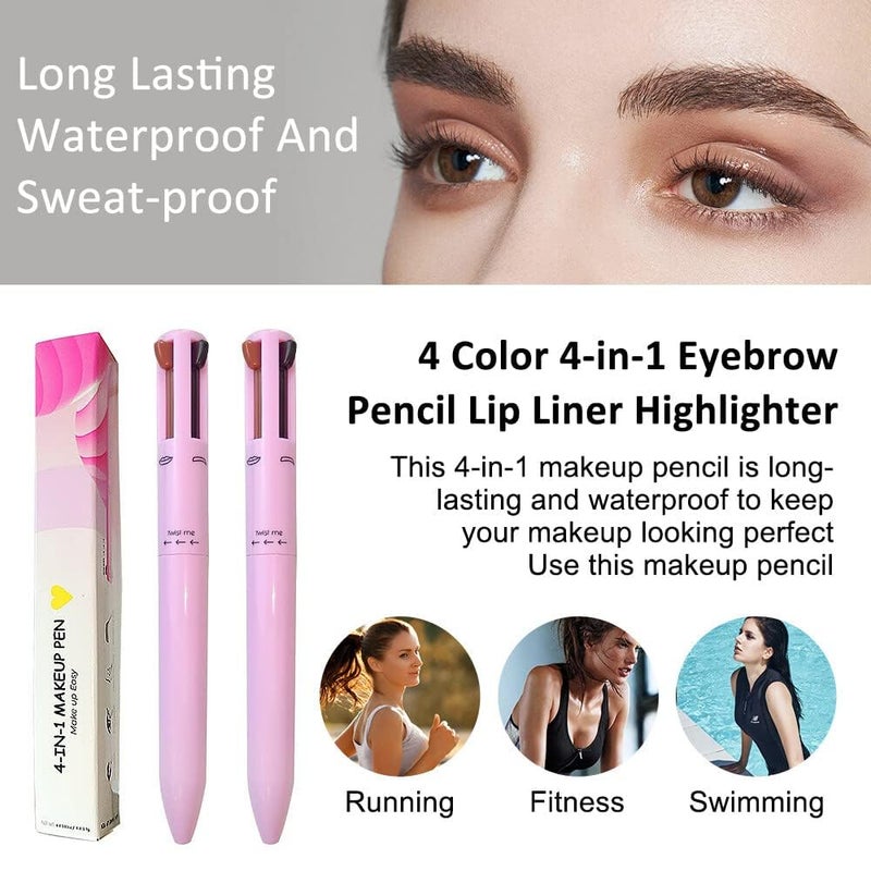 SELLERFLOR Touch Up 4in1 Makeup Pen Eye Liner Brow Liner Lip Liner  Highlighter AllinOne Cute Makeup Products MultiFunctional Portable Beauty Product On The Go Travel Makeup Pencil - Image 4
