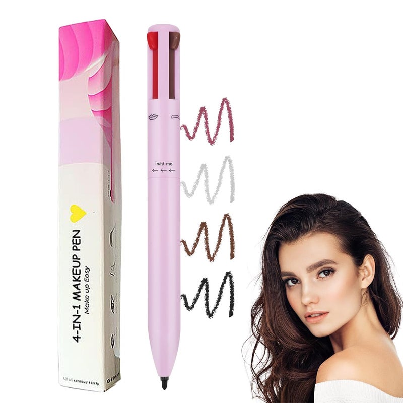 SELLERFLOR Touch Up 4in1 Makeup Pen Eye Liner Brow Liner Lip Liner  Highlighter AllinOne Cute Makeup Products MultiFunctional Portable Beauty Product On The Go Travel Makeup Pencil - Image 1