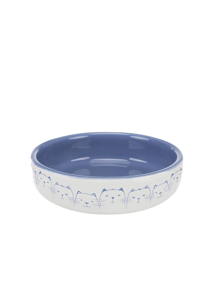 Trixie Ceramic Blue Cat Bowl For Short-Nosed Breeds - Image 1