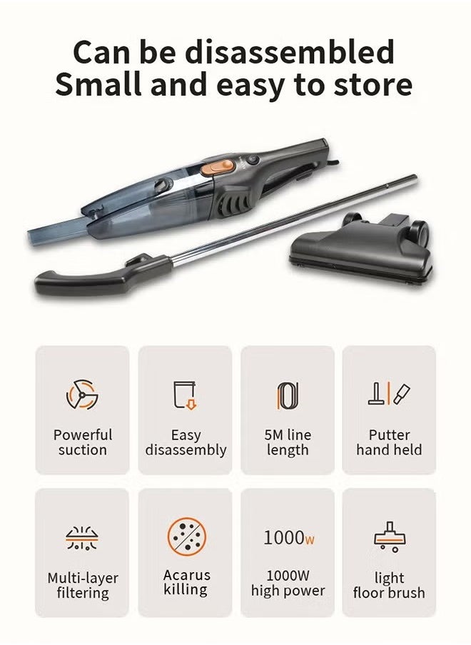 sokany - Vacuum Cleaner, 5M Corded Upright Vacuum Cleaner, 1000W with Multifunction Lightweight Handheld Stick Cleaner for Hard Floor/Carpet/Pet Hair (SK-3389) - Image 1