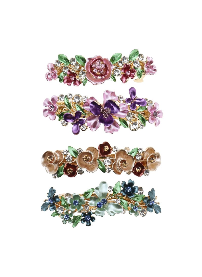 SING F LTD - SING F LTD 4PCS French Barrettes Elegant Flower Design Metal Hair Clip Hair Decorations Clasps Headpiece Hair Pin Gift for Women Girls Bridal Bridesmaid - Image 1