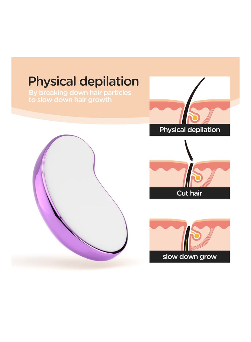 Magic Hair Eraser Crystal Remover, Reusable Painless Exfoliation Device, for Women and Men, Removal Tool Arms Legs Back, Washable, Portable Epilator (Purple) - Image 3