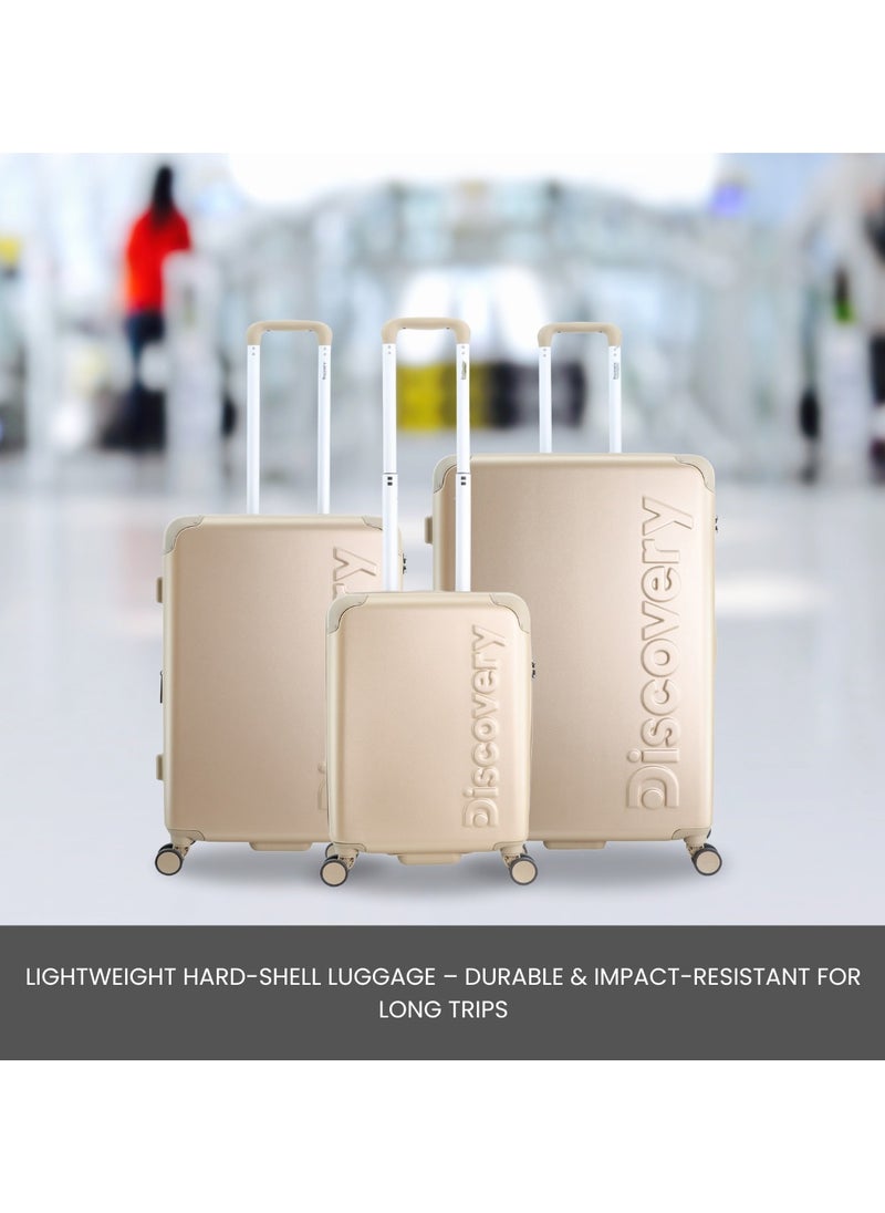 Discovery Discovery Focus ABS Hardside Checked Travel Luggage, Durable Lightweight 4 Double Wheel Expandable Trolley Bag, Extra Secure Combination Lock, 24" Suitcase, Check-In Medium Trolley - Gold.  - Image 3