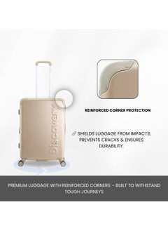 Discovery Discovery Focus ABS Hardside Checked Travel Luggage, Durable Lightweight 4 Double Wheel Expandable Trolley Bag, Extra Secure Combination Lock, 24" Suitcase, Check-In Medium Trolley - Gold.  - Image 5