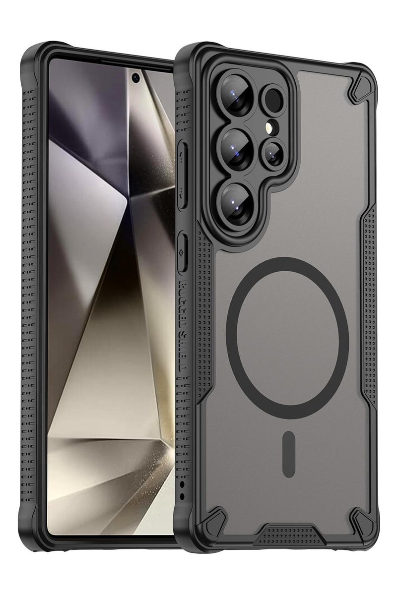 Cover For Samsung Galaxy S25 Ultra Armor Glaze MagSafe Magnetic Phone Case Raised edges around the screen and camera lens help prevent scratches - Black - Image 1
