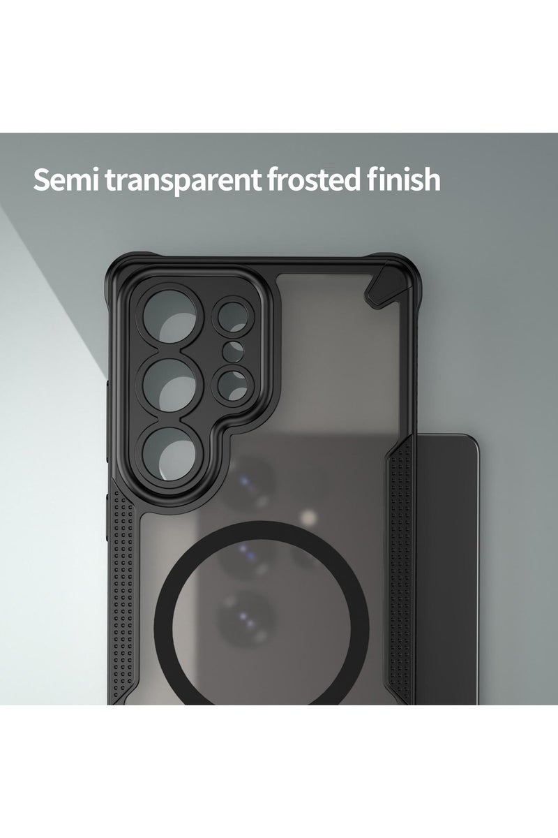 Cover For Samsung Galaxy S25 Ultra Armor Glaze MagSafe Magnetic Phone Case Raised edges around the screen and camera lens help prevent scratches - Black - Image 4