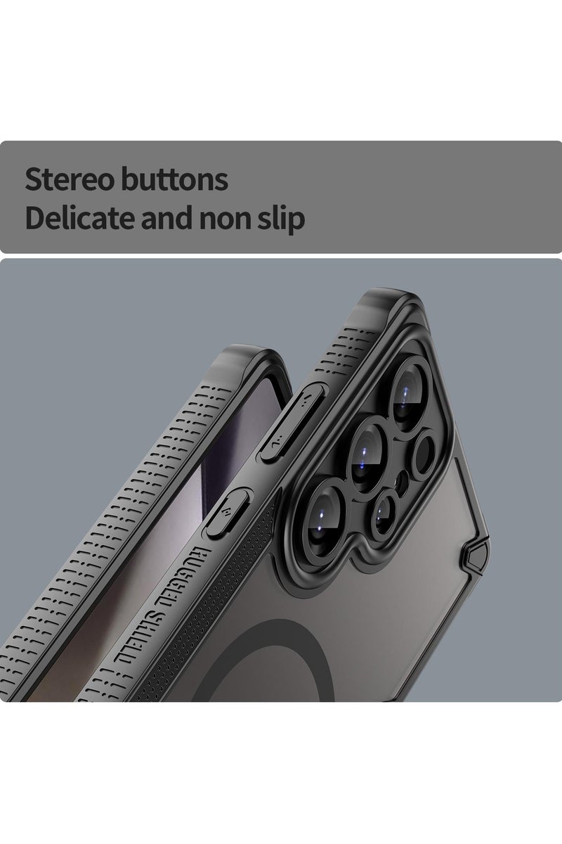 Cover For Samsung Galaxy S25 Ultra Armor Glaze MagSafe Magnetic Phone Case Raised edges around the screen and camera lens help prevent scratches - Black - Image 5